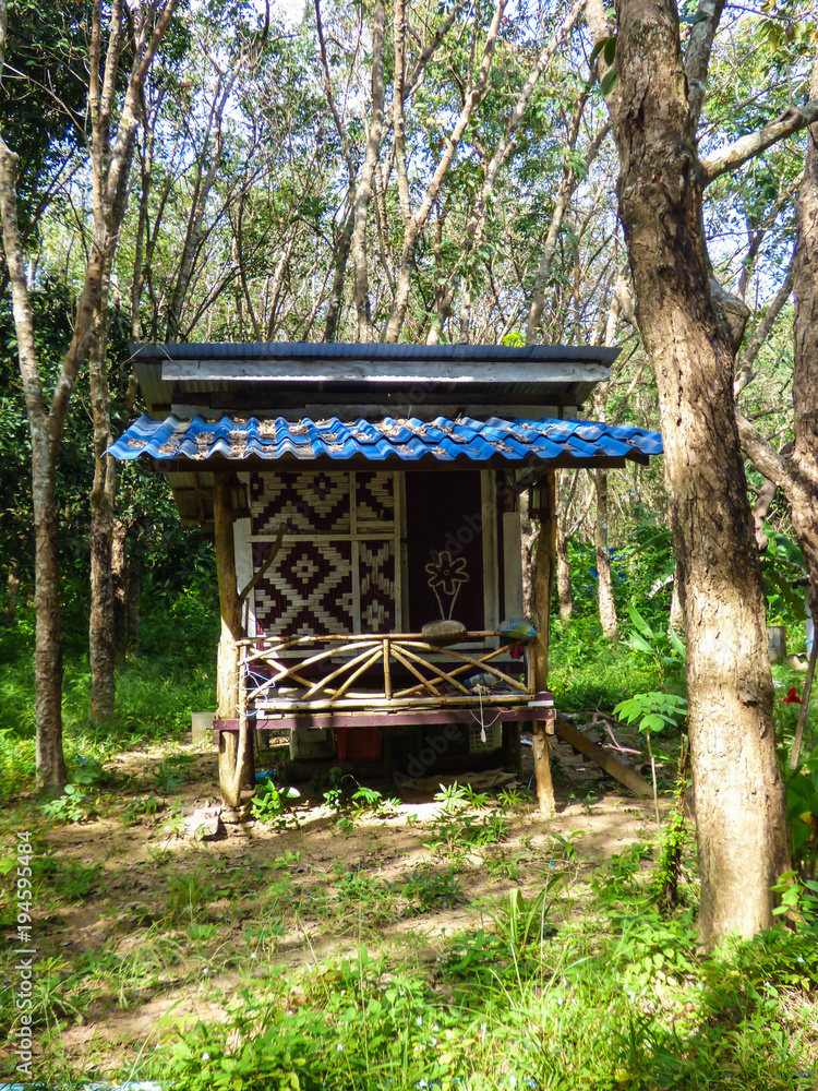 Simple wooden bungalow in the jungle on Koh Bulon, Thailand - island in the Andaman sea