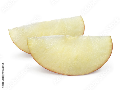 Fresh apples cut into pieces from the farm on a isolated on white background