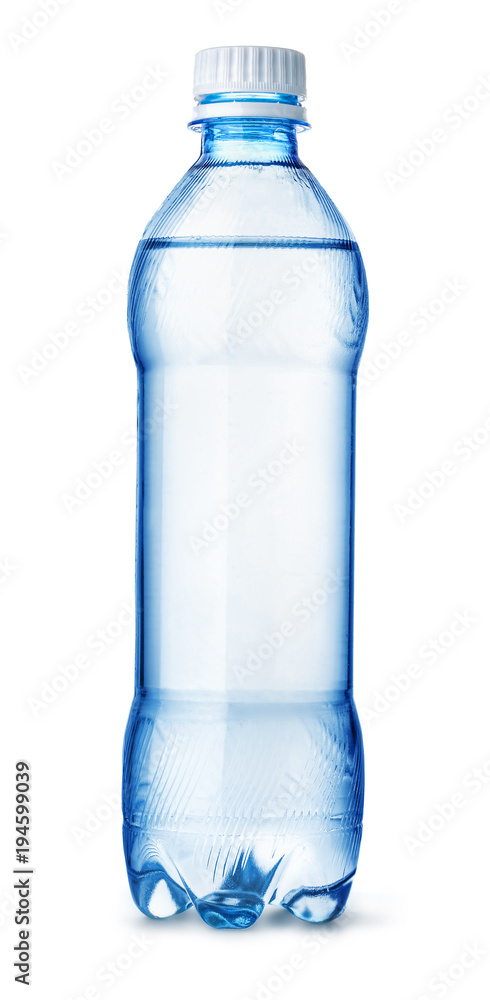 Front view of plastic water bottle Front view of plastic water bottle
