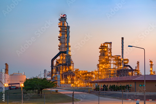 Oil and gas industry,refinery factory,petrochemical plant area at Sunrise with cloudy sky