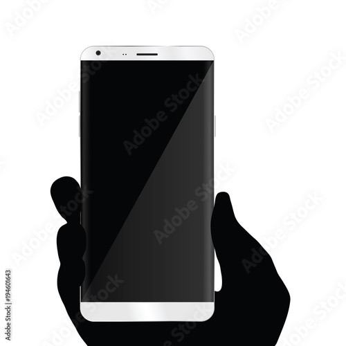 cellphone in black hand illustration