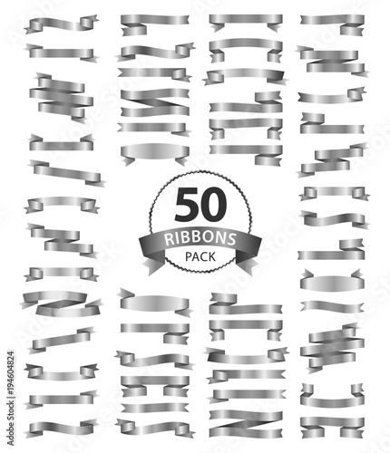 pack of 50 selver ribbons white background