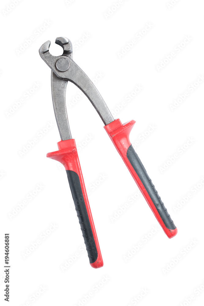 Big modern cutting pliers isolated on a white background Big modern cutting pliers isolated on a white background