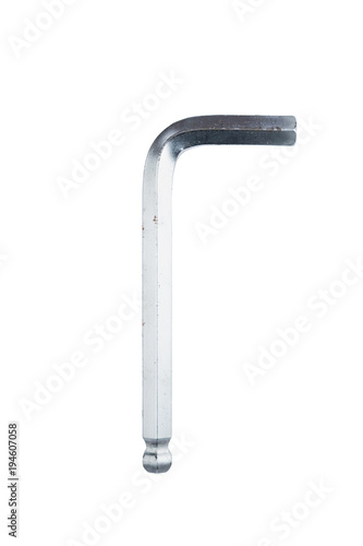 Imbus or Allen key on a white background. Construction or repair tool