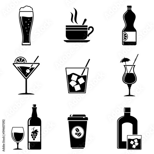 Beverages icons set