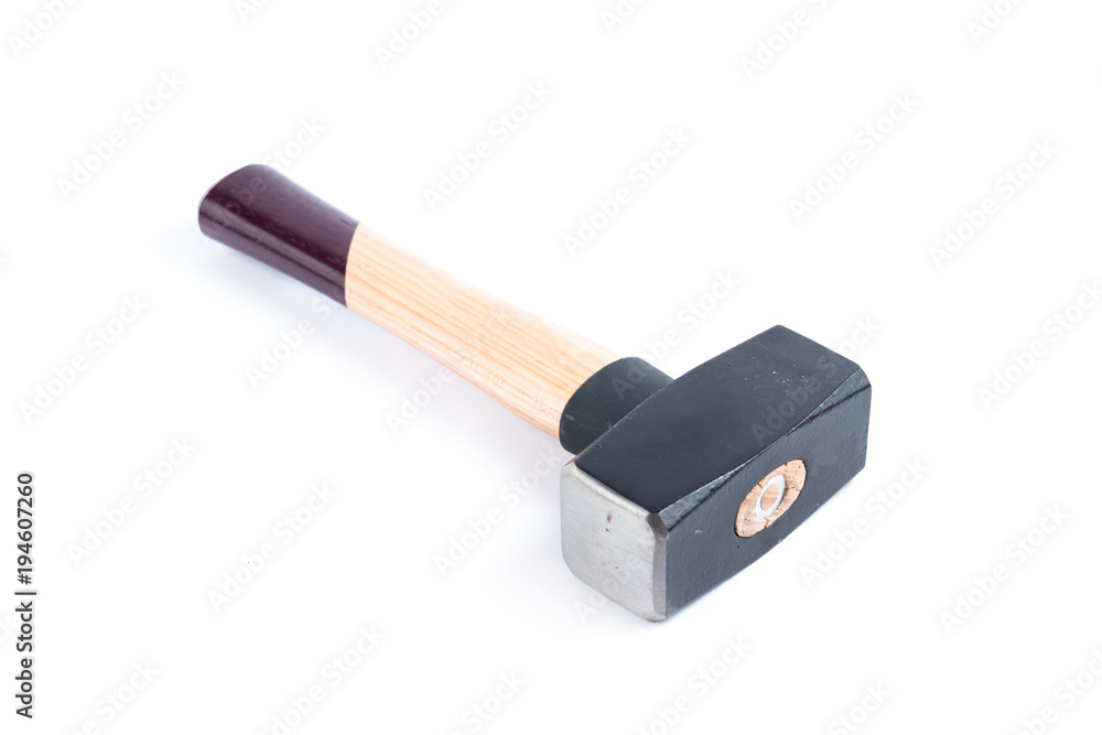 Small sledgehammer with wooden handle isolated on a white background. Construction tools. New sledgehammer. Small sledgehammer with wooden handle isolated on a white background. Construction tools. New sledgehammer.