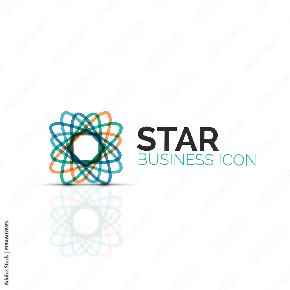 Abstract flower or star minimalistic linear icon, thin line geometric flat symbol for business icon design, abstract button or emblem Abstract flower or star minimalistic linear icon, thin line geometric flat symbol for business icon design, abstract button or emblem