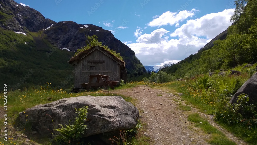 Old house in the Norwegian fjord