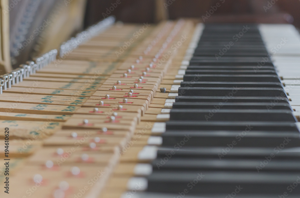 Old piano Broken parts musical instrument