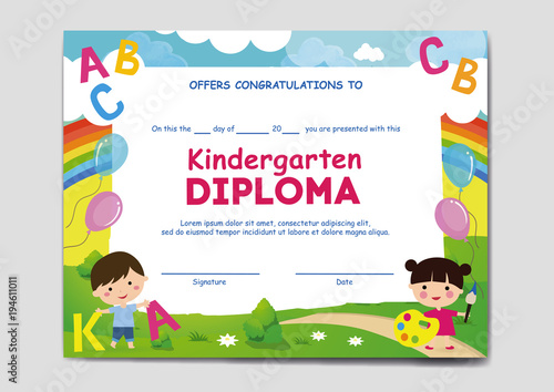 School, kindergarten diploma, sertificate