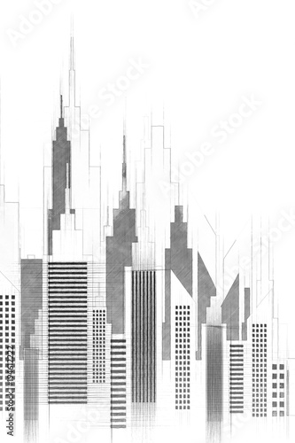 Modern American City Buildings And Skyscrapers Illustration