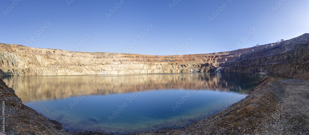Panorama of a mining crater in the Earths crust