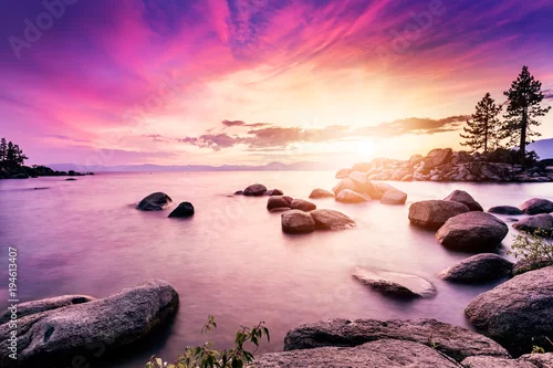 Obraz Jeziorny Tahoe zmierzch od San Harbour plaży