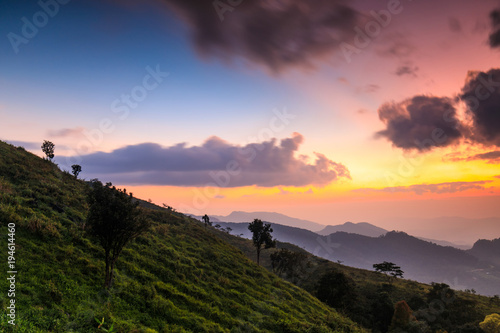 Beautiful sunset in Doi-pha-tang border of Thailand and Laos  Chiangrai providence Thailand.