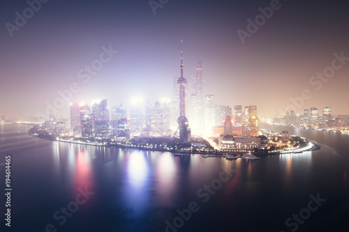 Shanghai Pudong durin a colorful night 
