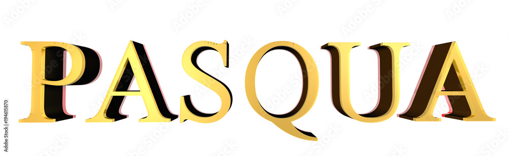 Scritta Pasqua 3D, oro. Scritta Pasqua 3D, oro.