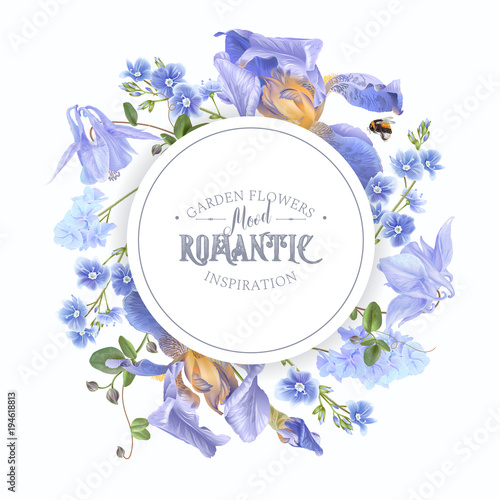 Blue flower round banner