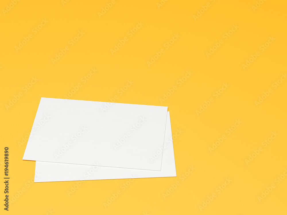 paper cups, 3d illustration, mock up, yellow background paper cups, 3d illustration, mock up, yellow background