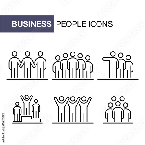 Business people icons set simple line flat illustration