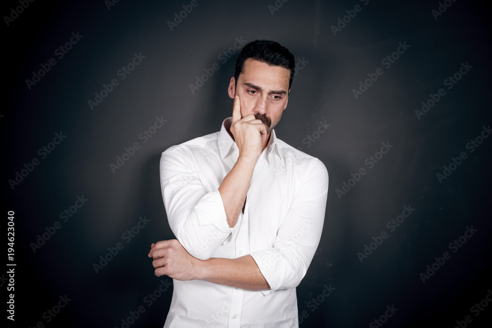 Young handsome man with beard and mustache studio portrait Young handsome man with beard and mustache studio portrait