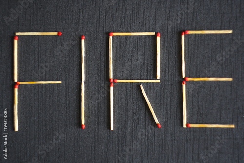 Written fire made with matchstick 