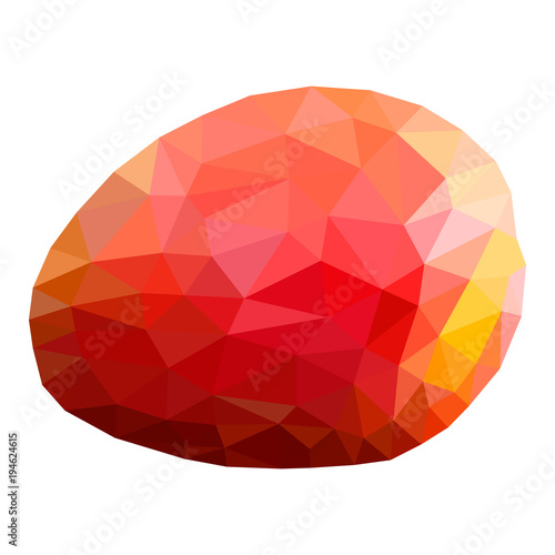 Mango ripe, juicy, delicious, tropical fruit, triangulation, vector realistic illustration