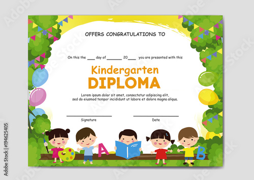 Kindergarten diploma, certificate