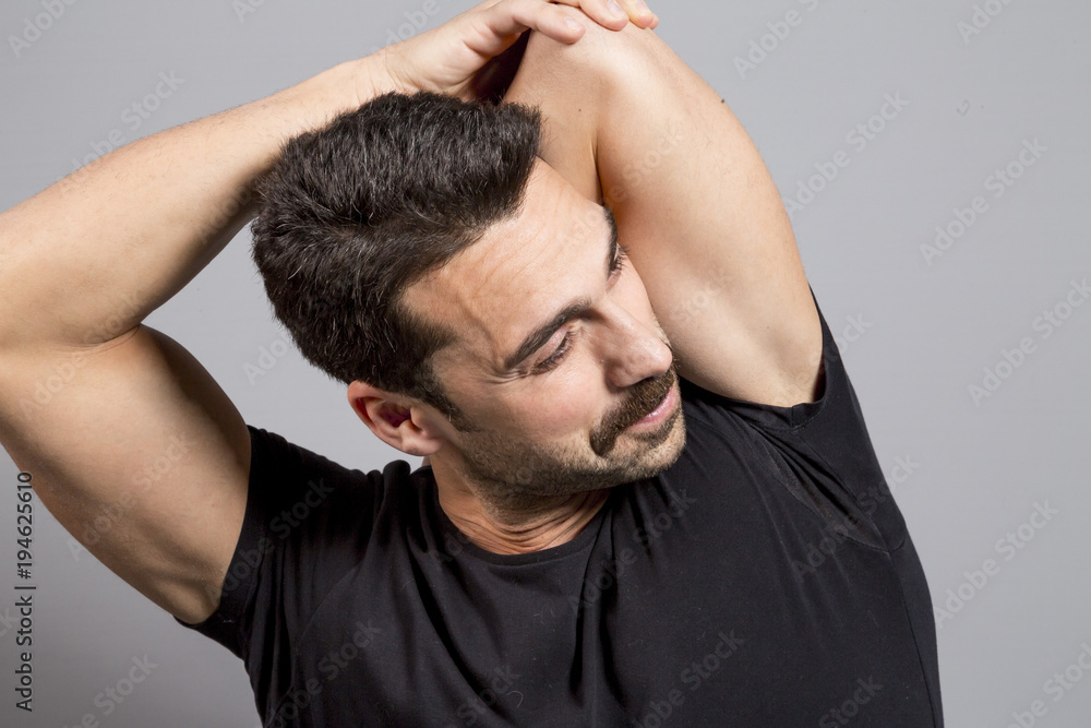 Handsome man with beard and mustache studio portrait Handsome man with beard and mustache studio portrait