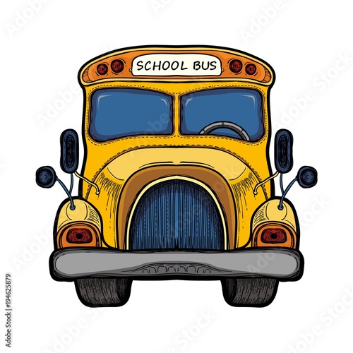 Vector yellow school bus isolated on white