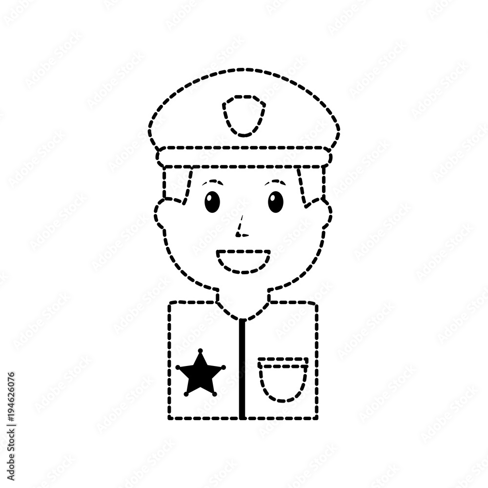 policeman smiling icon image vector illustration design  black dotted line