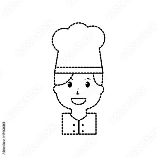 chef happy icon image vector illustration design black dotted line