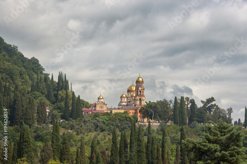 The monastery in New Athos is surrounded by trees