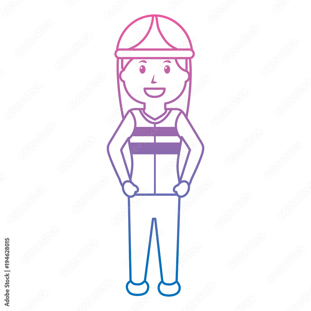woman engineer or contractor icon image vector illustration design  purple to blue ombre line