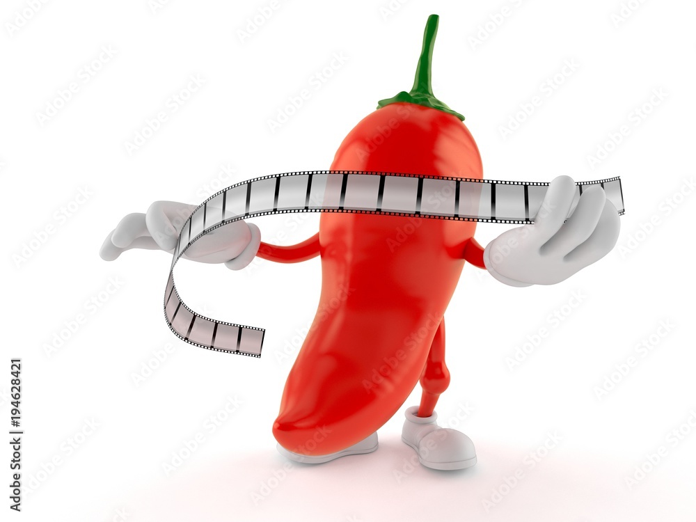 Hot paprika character holding film strip