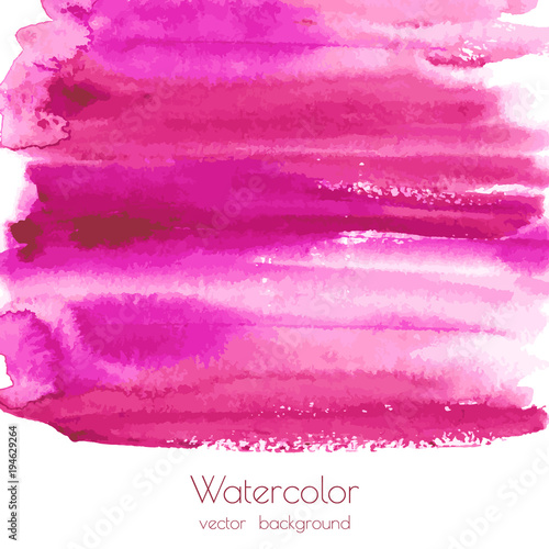 Magenta, pink, rose marble watercolor vector texture background with dry brush stains, strokes, spots isolated on white. Abstract frame, place for text or logo. Acrylic hand painted gradient backdrop.