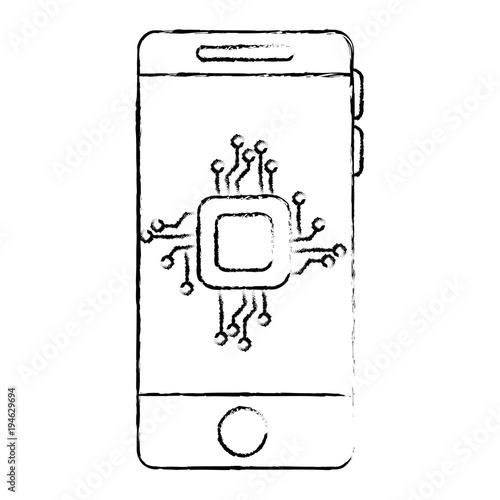 smartphone with processor and circuit vector illustration design