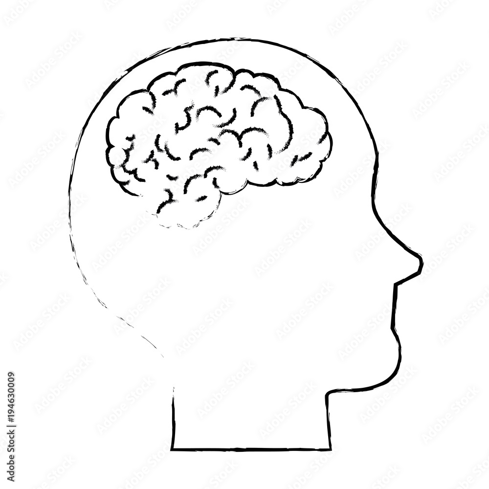 human profile with brain vector illustration design human profile with brain vector illustration design