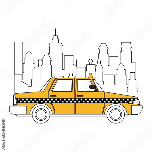 Taxi at the city vector illustration graphic design