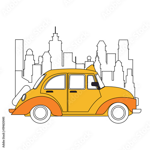 Taxi at the city vector illustration graphic design