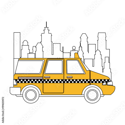 Taxi at the city vector illustration graphic design