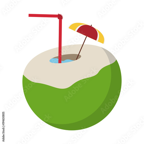 Coconut cocktail with straw vector illustration graphic design