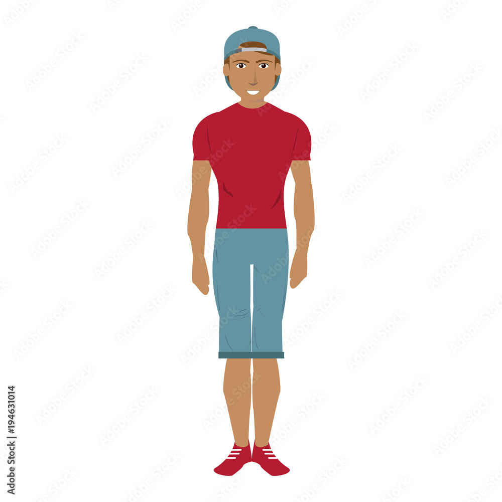 Fototapeta premium Young fashion man cartoon vector illustration graphic design