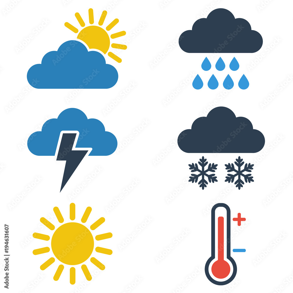 Set of weather icons on white background. Set of weather icons on white background.