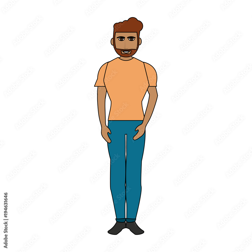Fototapeta premium Young fashion man cartoon vector illustration graphic design