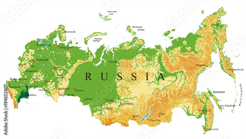 Canvas Print Russia relief map