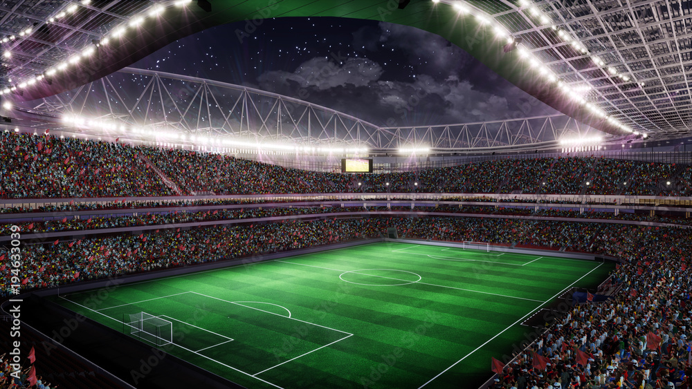 Soccer Stadium with Illumination  - obrazy, fototapety, plakaty 