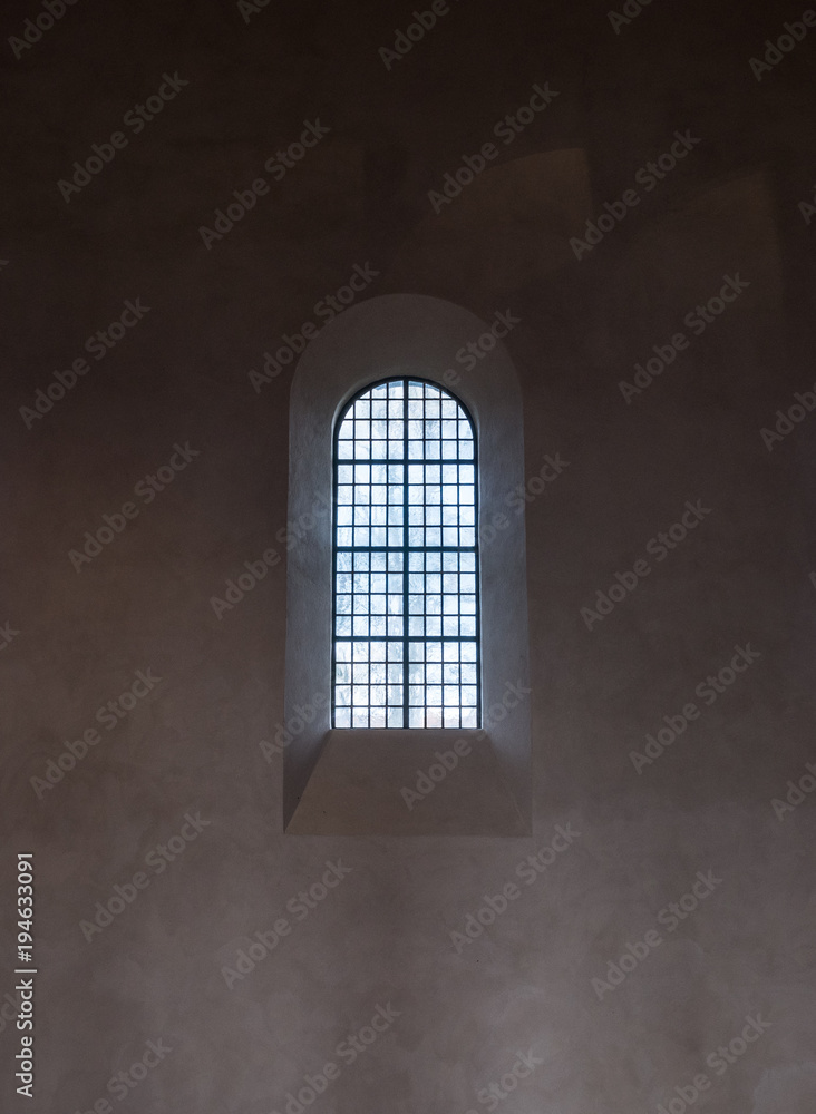 The old and ancient window in dark room The old and ancient window in dark room
