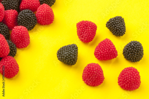 candy on yellow background