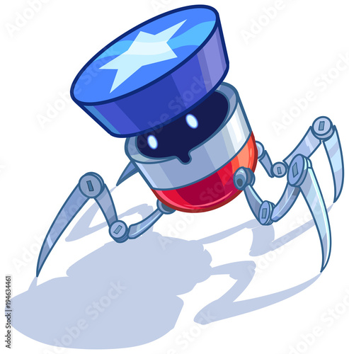 Patriotic American Bug Robot Vector Cartoon