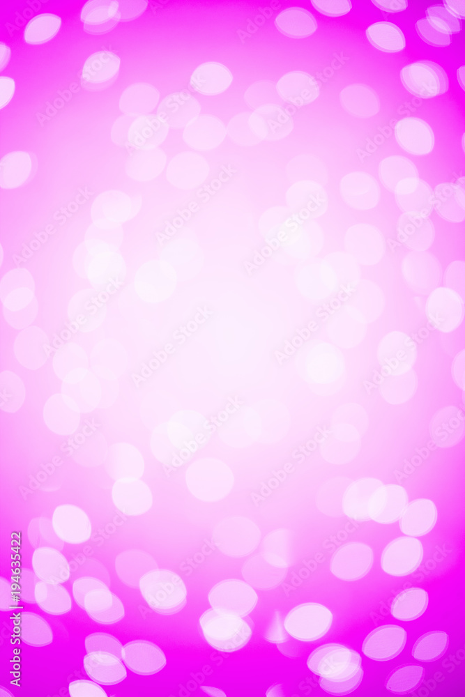 Pink Festive Christmas background. Abstract background with blur lights and stars